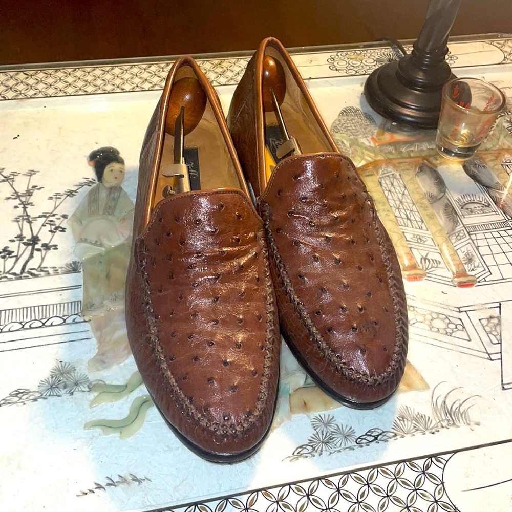 Ostrich skin loafers